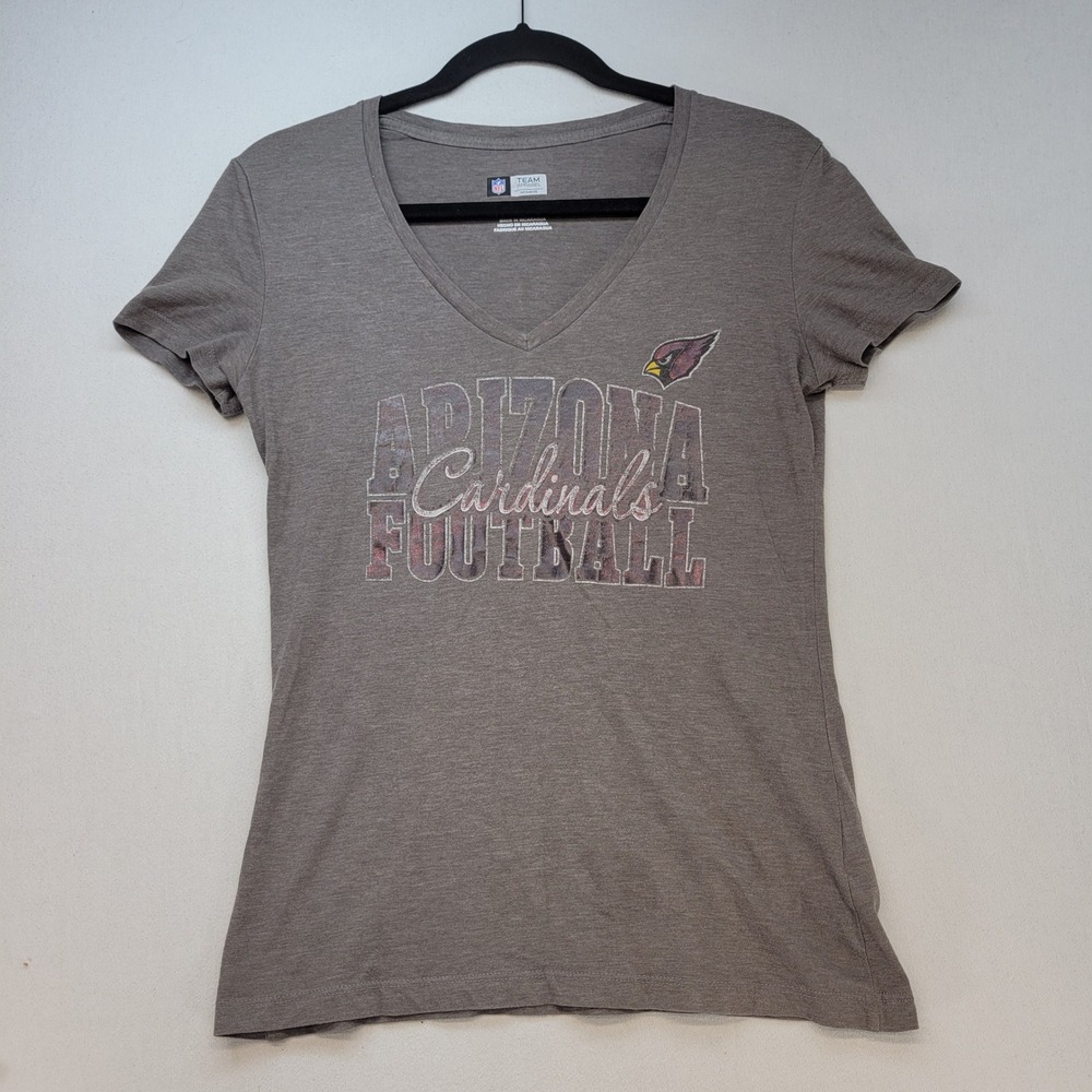 Arizona Cardinals Apparel T-Shirt Womens Small Gray NFL Team Football V-Neck